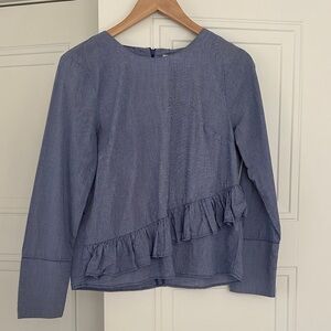 Maeve Navy and White Mini-Check Blouse